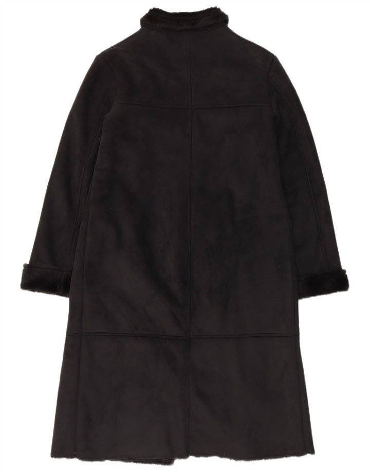 Soprabito Sherpa da donna vintage UK 12 poliestere nero medio