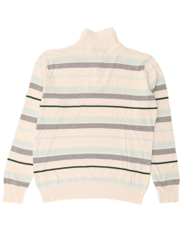 Maglione da uomo con collo con zip Lotto, cotone a righe grandi bianche