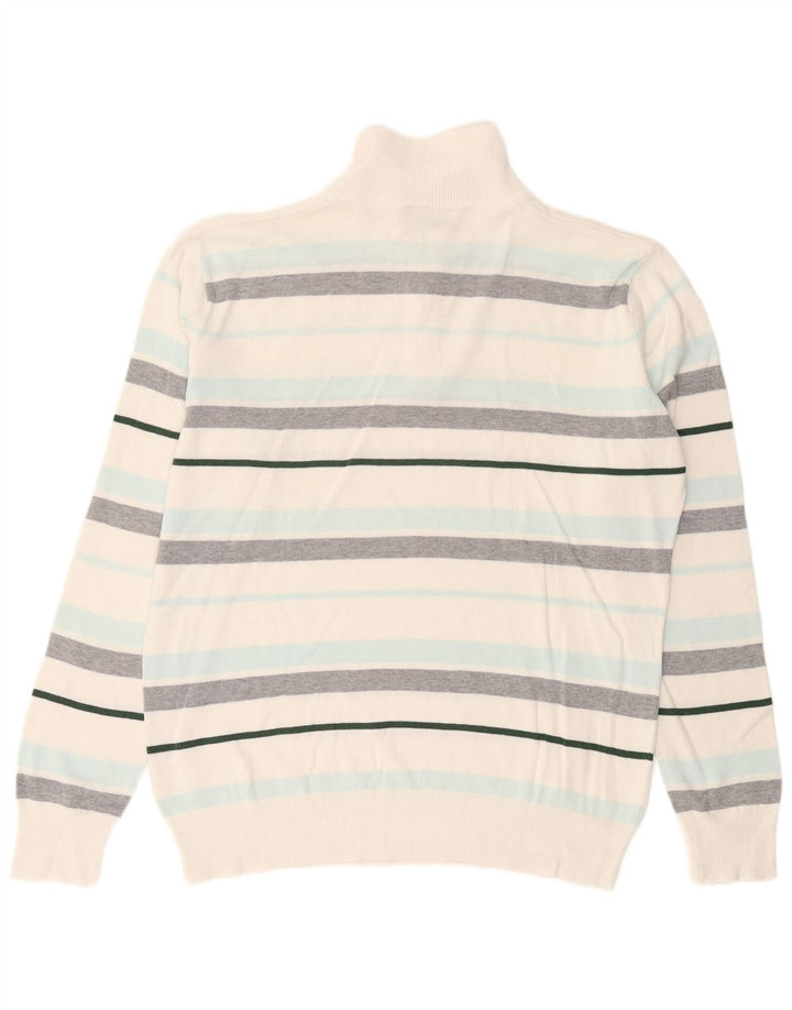 Maglione da uomo con collo con zip Lotto, cotone a righe grandi bianche