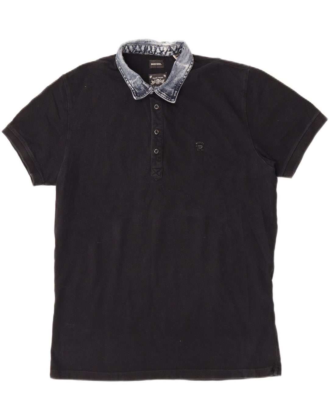 Polo da rugby da uomo Diesel 2XL in cotone nero