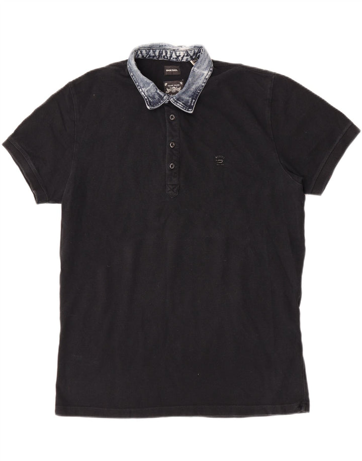 Polo da rugby da uomo Diesel 2XL in cotone nero