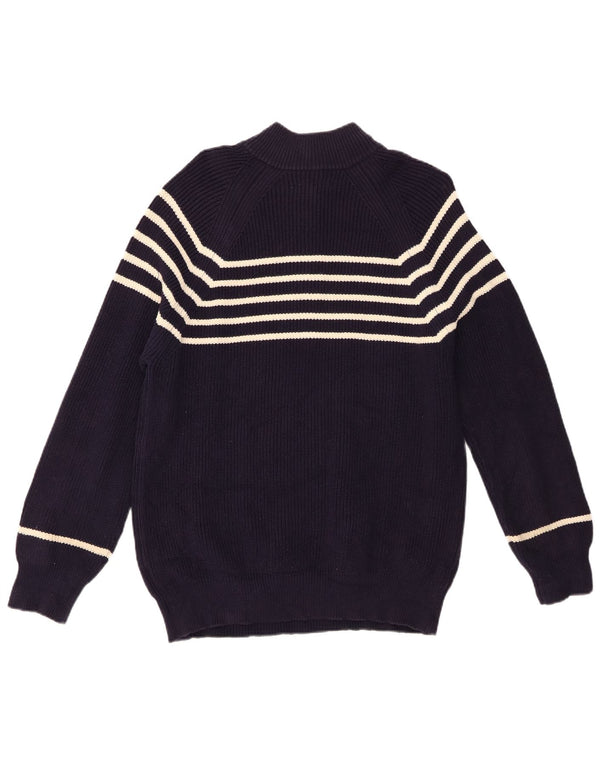 Boden Maglione da uomo con zip e collo in cotone a righe medie blu navy