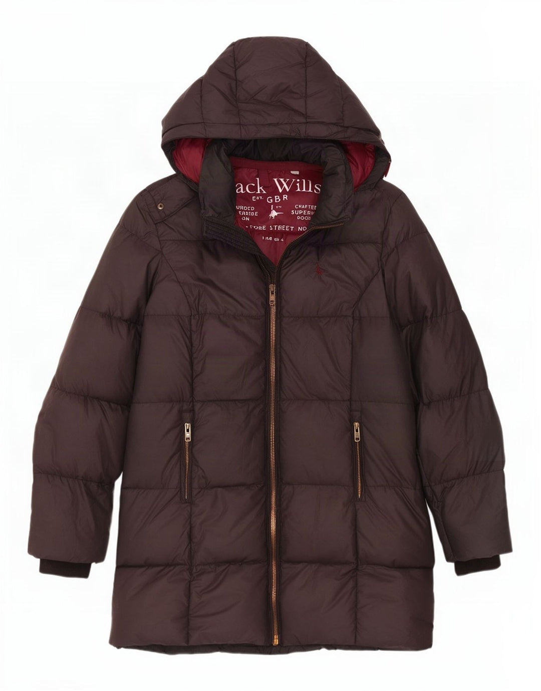 Cappotto imbottito con cappuccio da donna Jack Wills UK 8 piccolo poliestere grigio