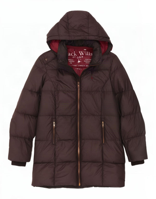 Cappotto imbottito con cappuccio da donna Jack Wills UK 8 piccolo poliestere grigio