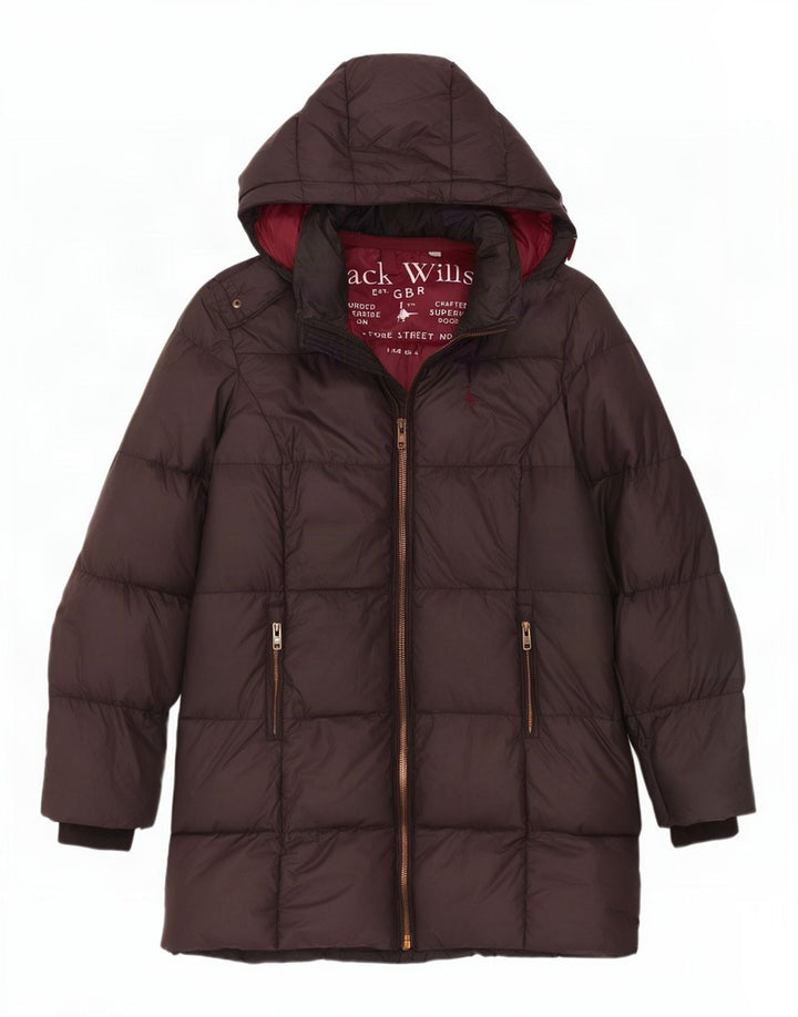Cappotto imbottito con cappuccio da donna Jack Wills UK 8 piccolo poliestere grigio