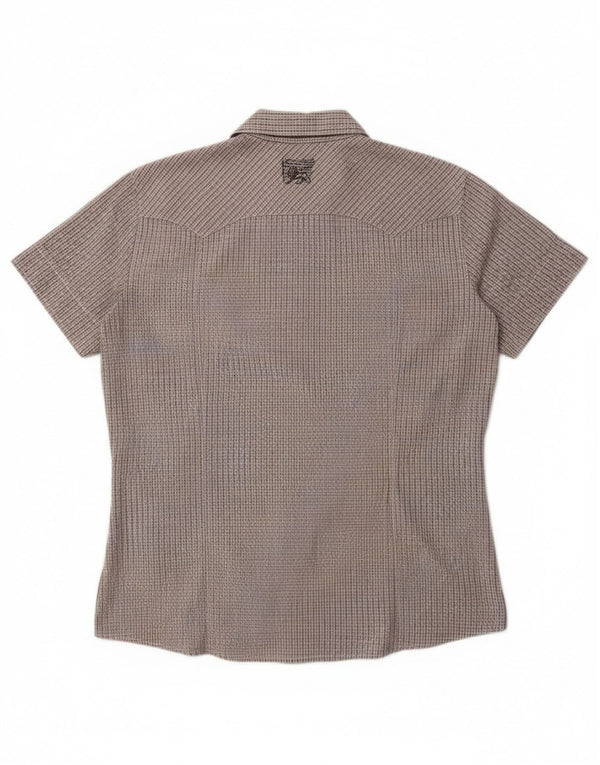 PEPE Jeans Camicia militare a maniche corte da uomo XL in cotone a quadri grigio