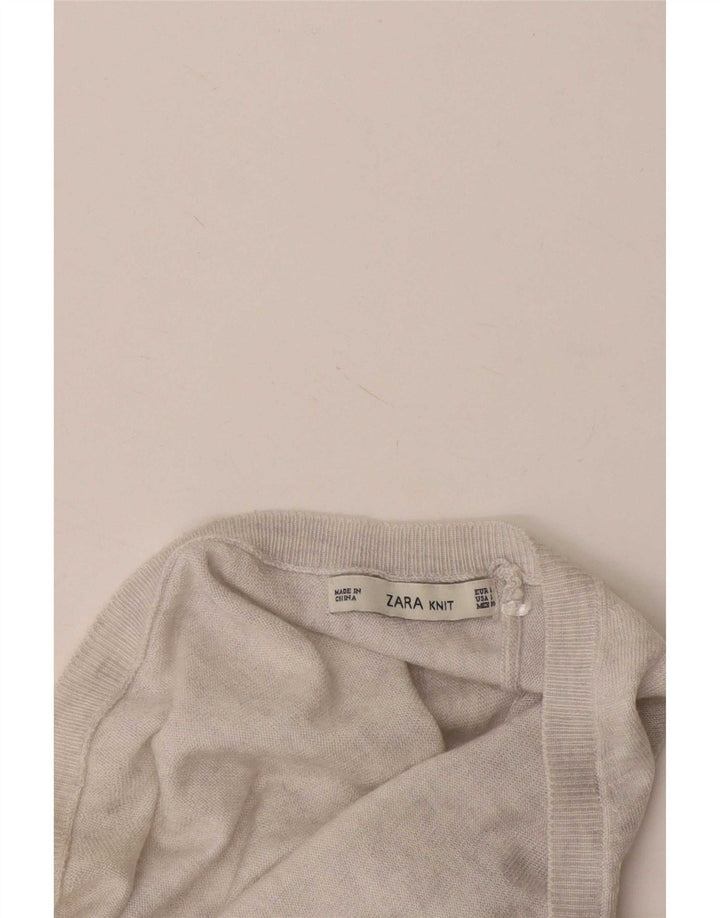 Maglione con scollo a V da donna Zara UK 16 grande grigio
