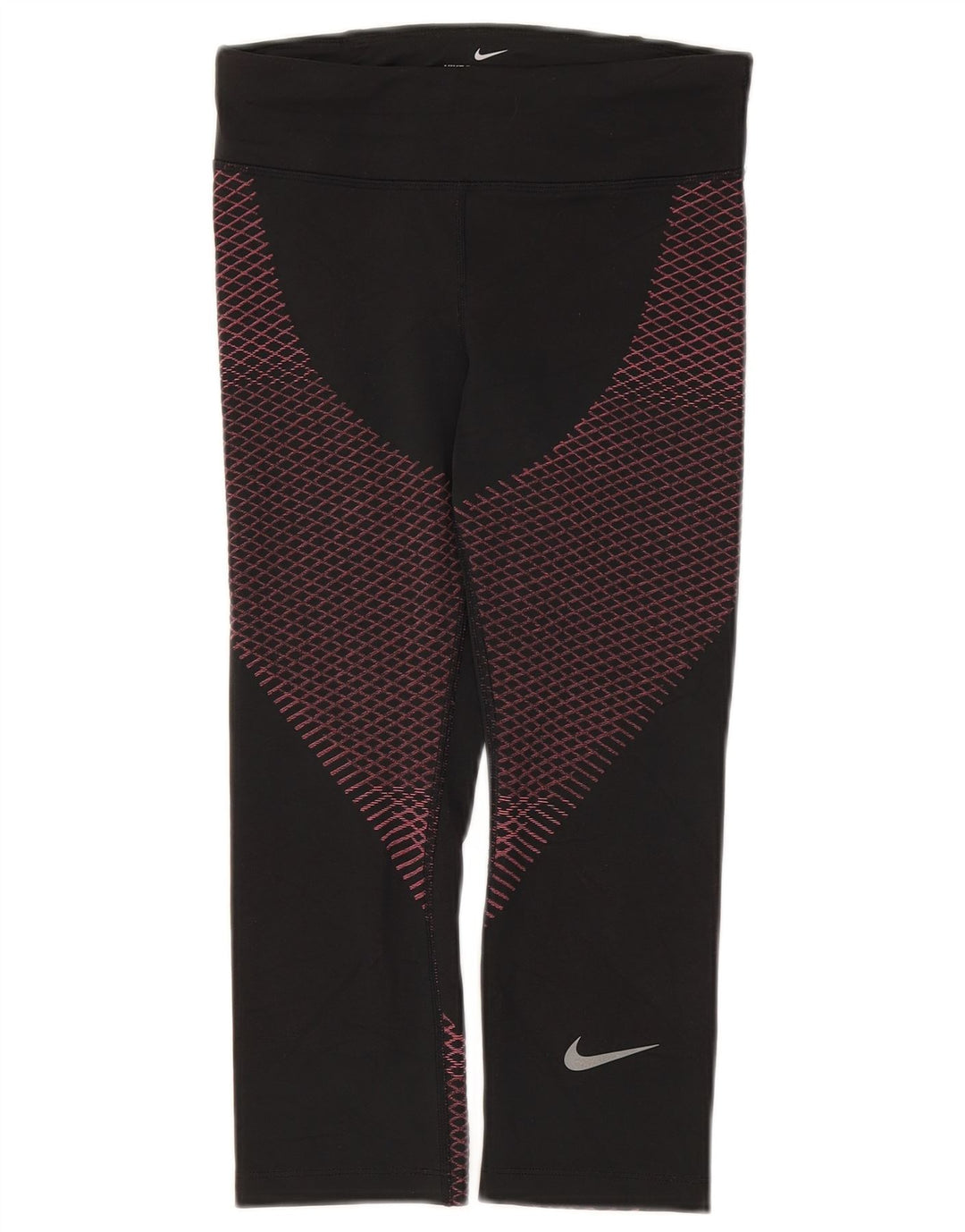 Leggings Nike Dri Fit Capri da donna UK 8 Small Nero Poliestere geometrico