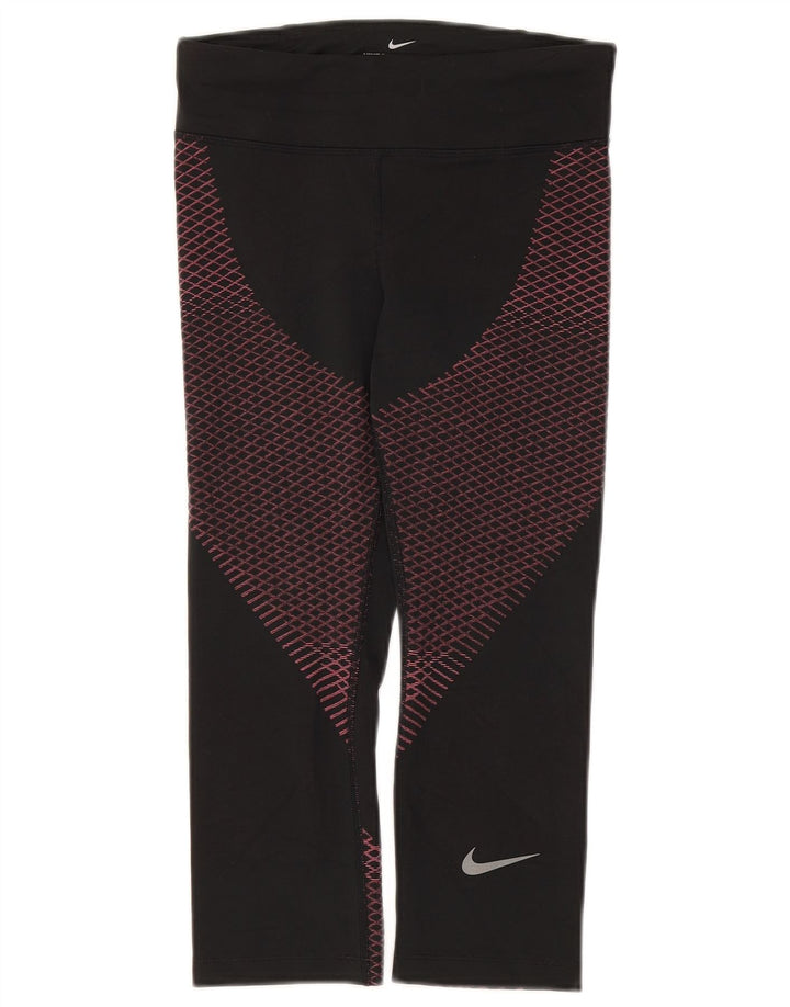 Leggings Nike Dri Fit Capri da donna UK 8 Small Nero Poliestere geometrico