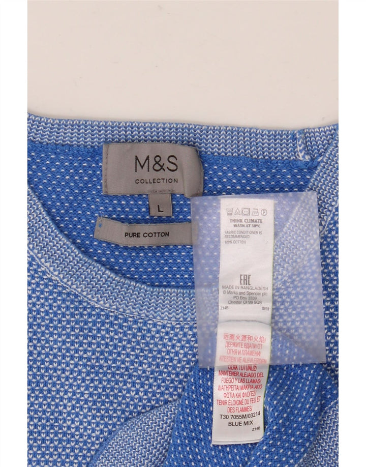 MARKS & SPENCER Maglione maglione girocollo da uomo grande cotone blu