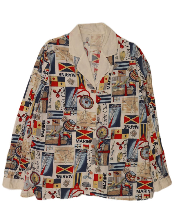 Camicetta da donna con grafica astratta vintage UK 16 grande multicolore