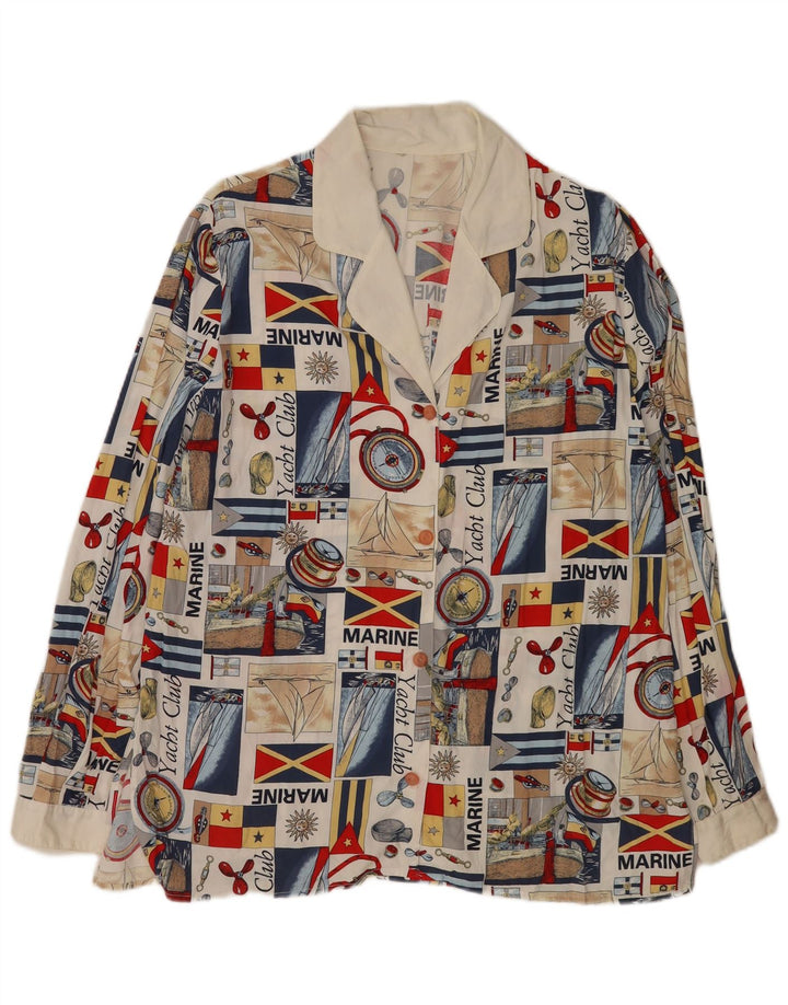 Camicetta da donna con grafica astratta vintage UK 16 grande multicolore