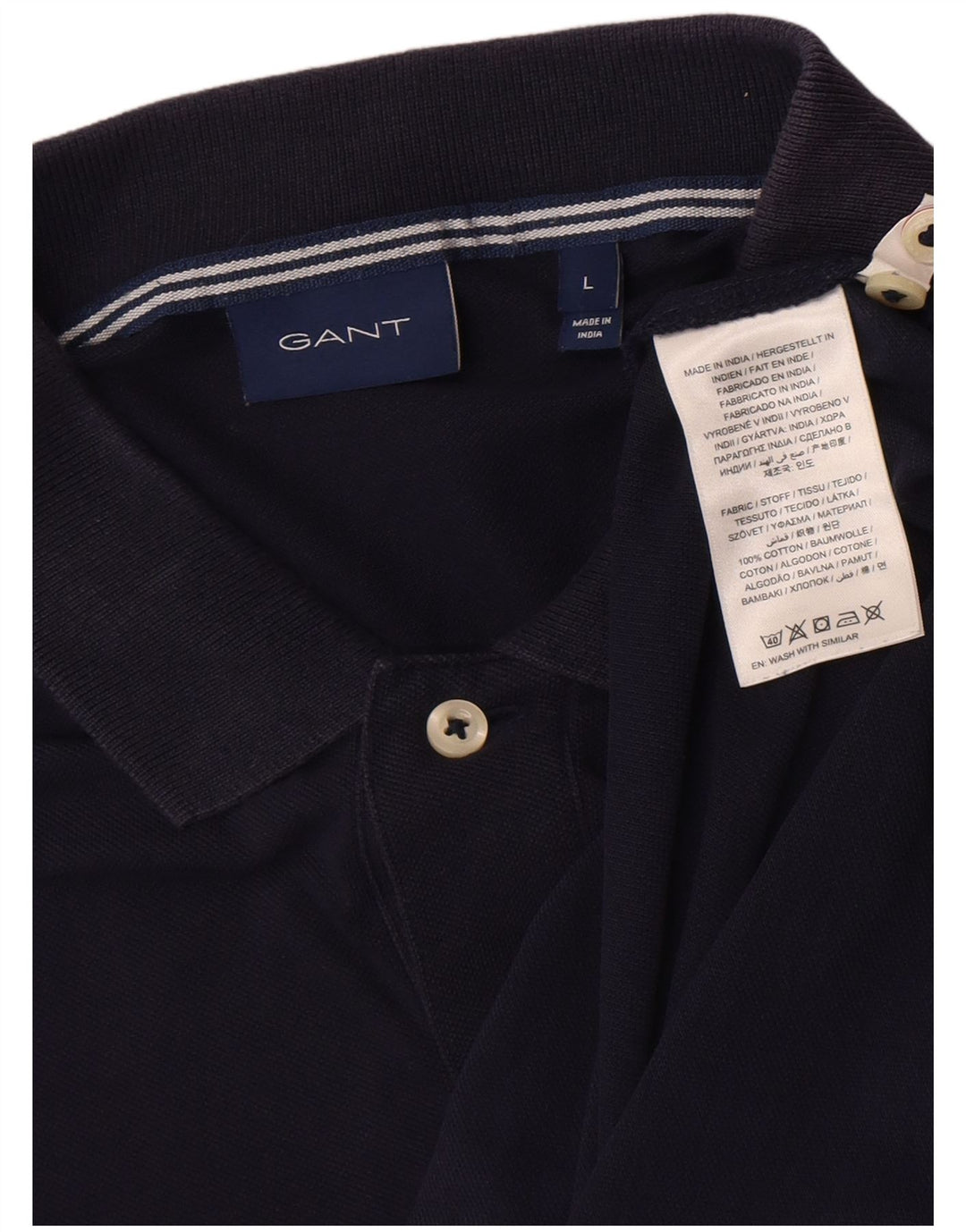 Polo da uomo a maniche lunghe Gant grande in cotone blu navy