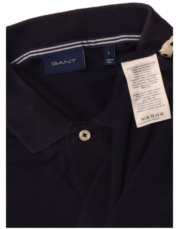 Polo da uomo a maniche lunghe Gant grande in cotone blu navy