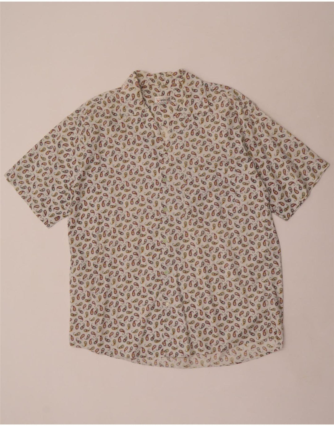 Camicia da uomo a maniche corte Stefanel grande bianca con motivo cachemire