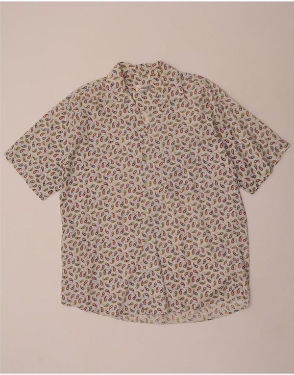 Camicia da uomo a maniche corte Stefanel grande bianca con motivo cachemire