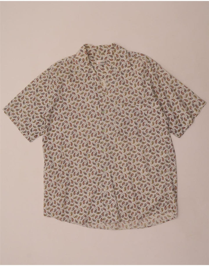 Camicia da uomo a maniche corte Stefanel grande bianca con motivo cachemire