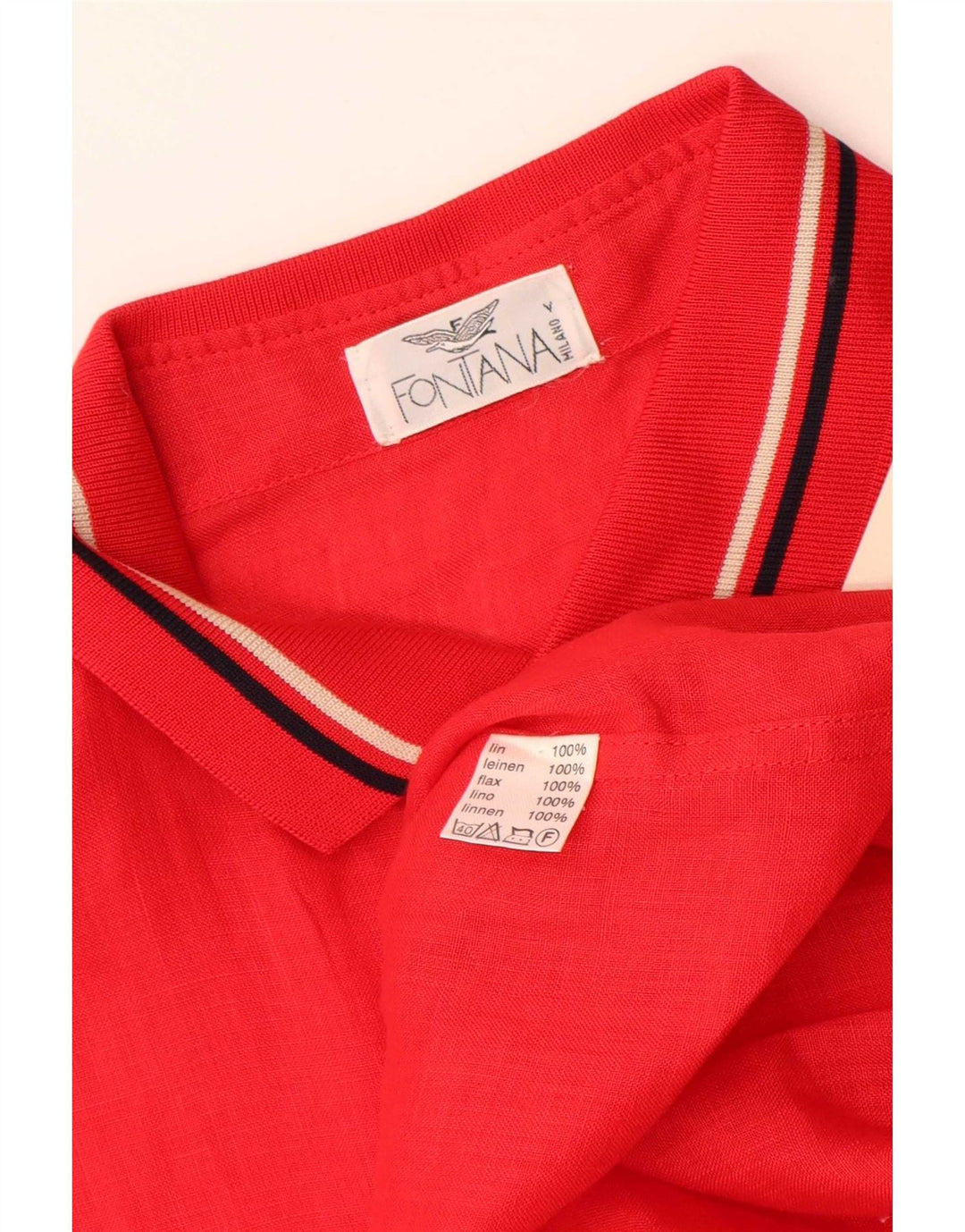 Camicia pullover a maniche corte vintage da uomo XL in lino a righe rosse