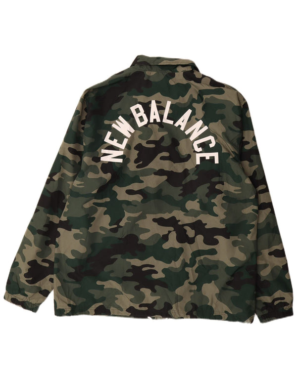 Giacca antipioggia grafica da uomo New Balance UK 42 XL poliestere mimetico verde