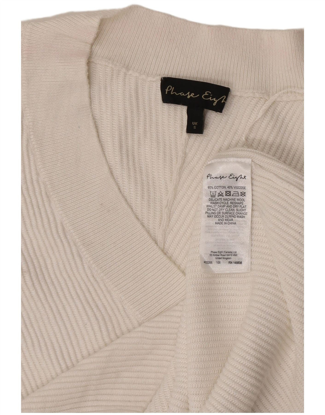 Maglione da donna con scollo a V corto oversize Phase Eight da donna UK 10 piccolo bianco