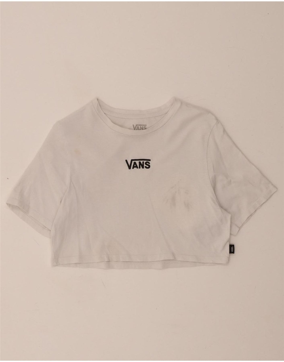 VANS Womens Crop Graphic T-Shirt Top UK 12 Medium White Cotton Vintage Vans and Second-Hand Vans from Messina Hembry 