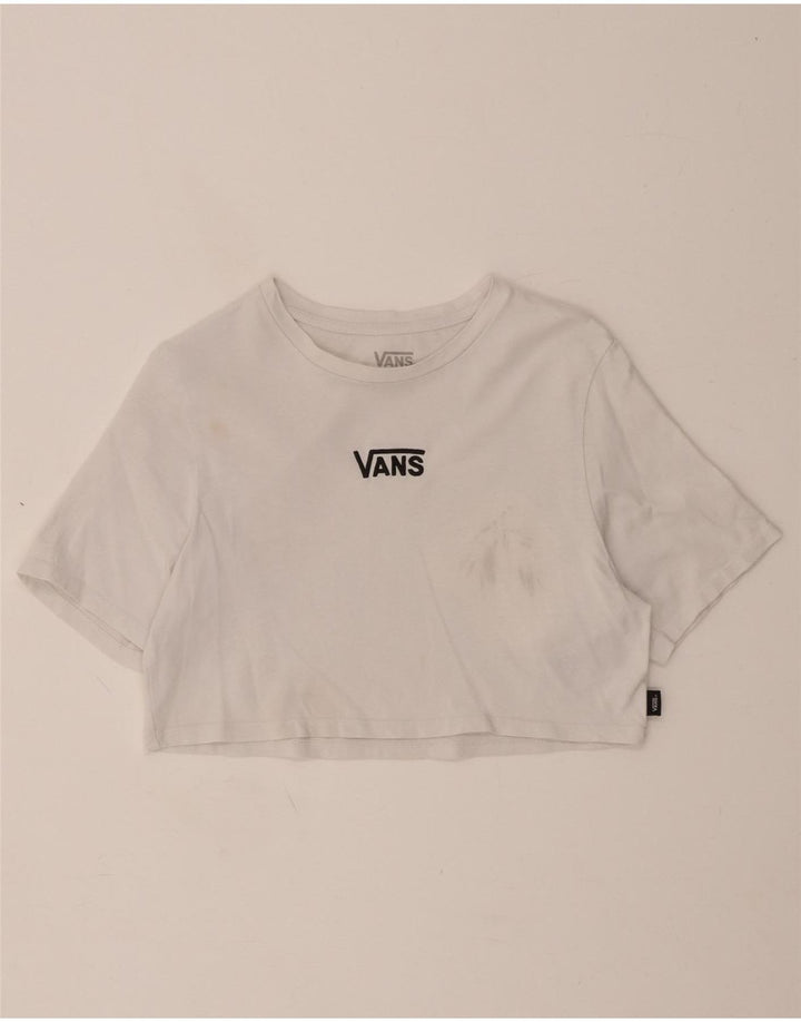 VANS Womens Crop Graphic T-Shirt Top UK 12 Medium White Cotton Vintage Vans and Second-Hand Vans from Messina Hembry 