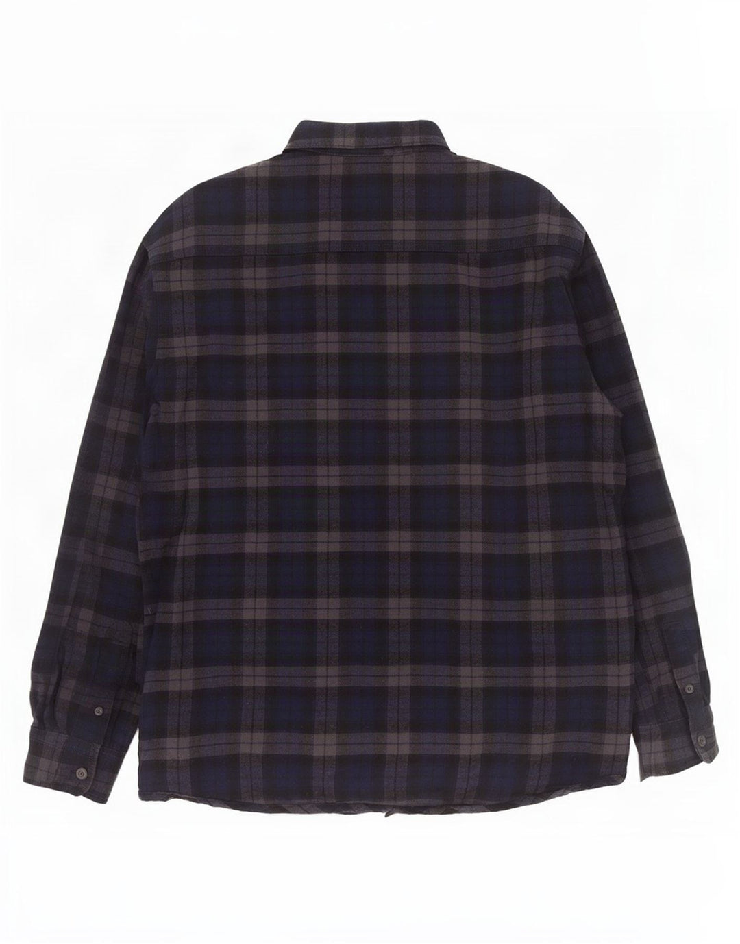 Camicia vintage da uomo in flanella da boscaiolo in cotone Chevron medio blu navy