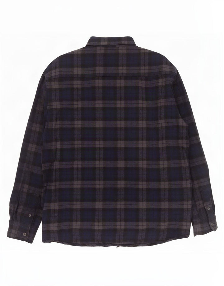 Camicia vintage da uomo in flanella da boscaiolo in cotone Chevron medio blu navy