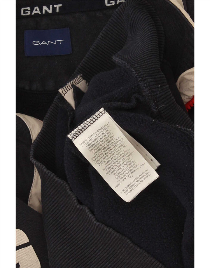 Gant Felpa da uomo con collo con zip grafica Maglione piccolo blu navy color block