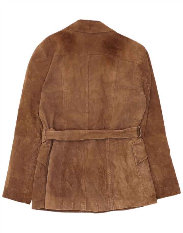 Giacca in pelle scamosciata da donna Zabaione UK 14 Large in pelle marrone