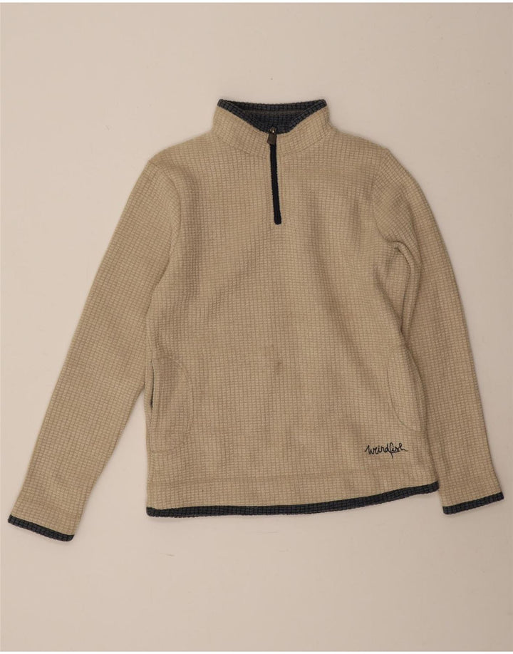 Maglione in pile da donna con collo e zip Weird Fish UK 12 Poliestere beige medio