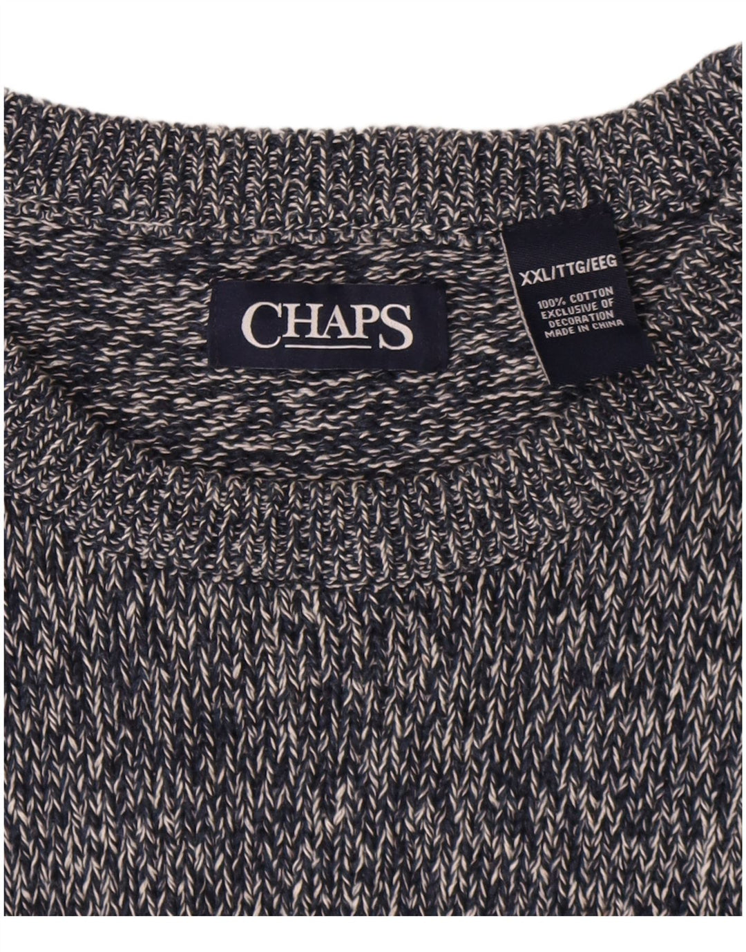 Maglione maglione girocollo da uomo Chaps 2XL cotone screziato blu navy