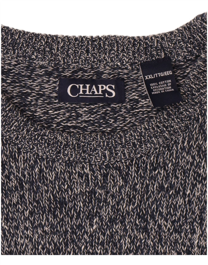 Maglione maglione girocollo da uomo Chaps 2XL cotone screziato blu navy