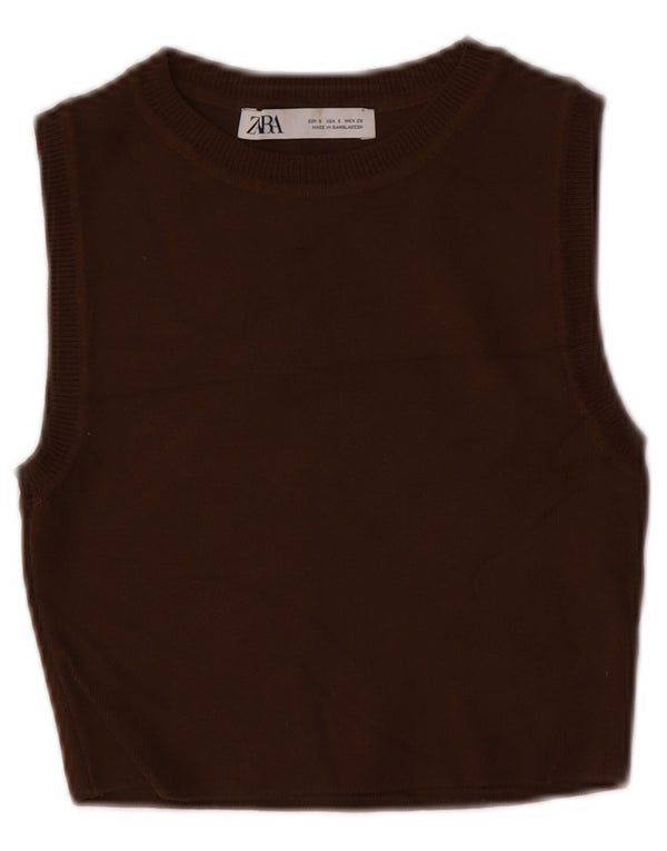 Canotta canotta da donna Zara UK 8 piccola in viscosa marrone