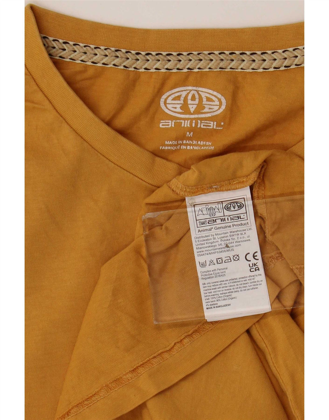 T-shirt grafica da uomo con animali in cotone giallo medio