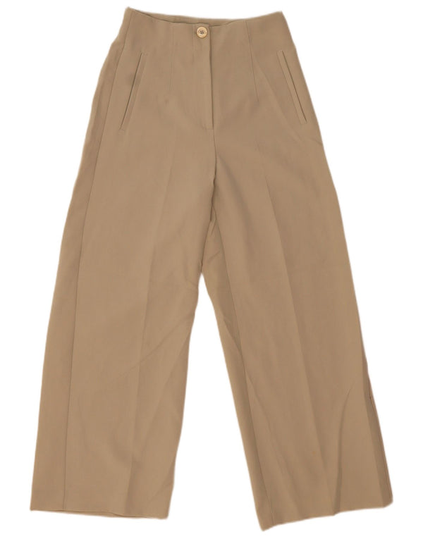 Zara Womens High Waist Wide Leg Chino Trousers Small W26 L26 Beige