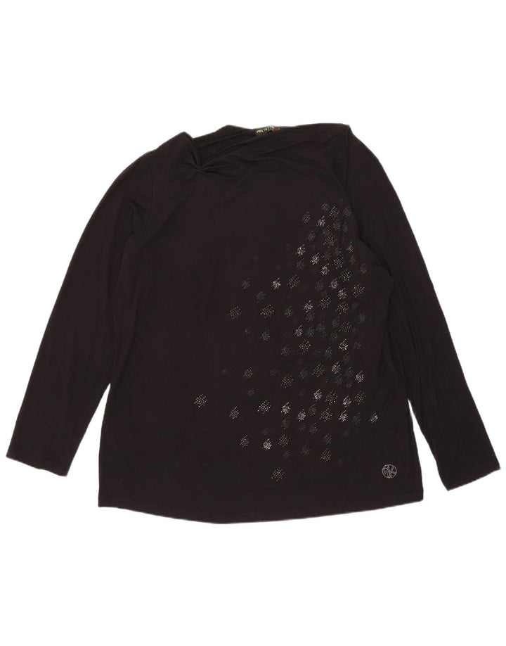 Perte by Krizia Top da donna a maniche lunghe con motivo astratto UK 18 XL Nero