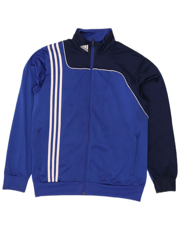 Giacca da tuta da uomo Adidas UK 42/44 Large Blu Colourblock Poliestere