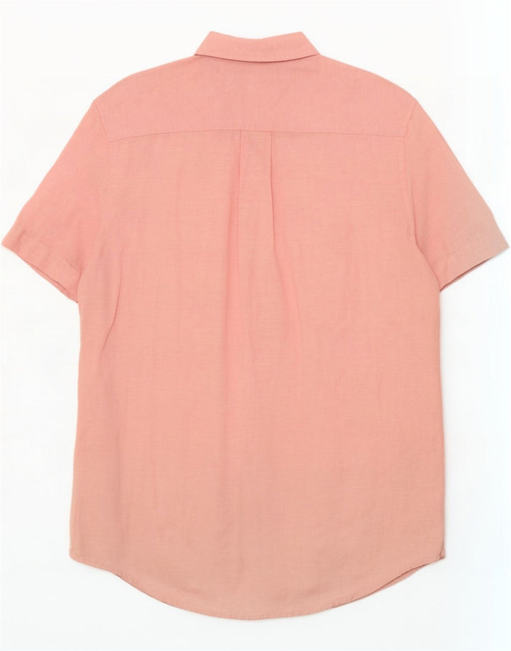 Camicia da uomo a maniche corte Regular Fit Tommy Hilfiger piccola in lino rosa