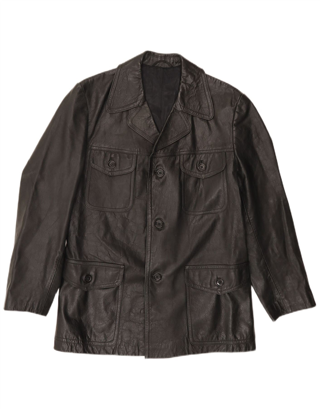 Giacca in pelle da uomo VINTAGE UK 38 media nera