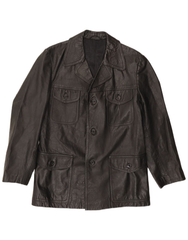 Giacca in pelle da uomo VINTAGE UK 38 media nera