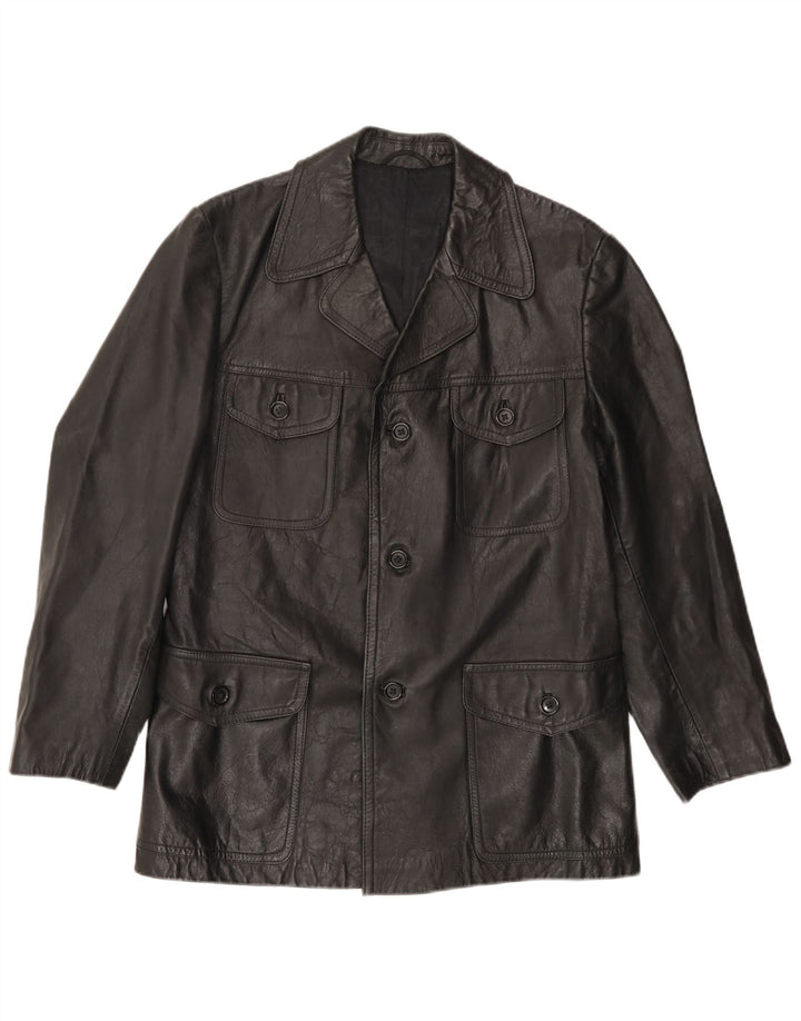 Giacca in pelle da uomo VINTAGE UK 38 media nera
