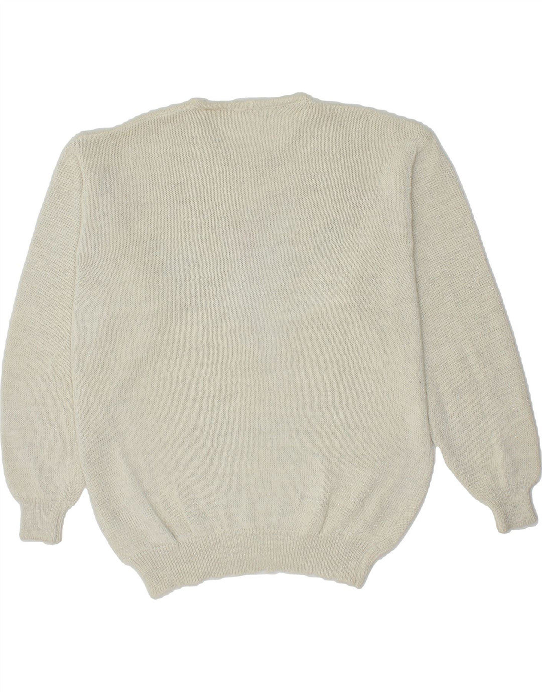 VINTAGE Womens Graphic Crew Neck Jumper Sweater UK 14 Medium Off White Vintage Vintage and Second-Hand Vintage from Messina Hembry 