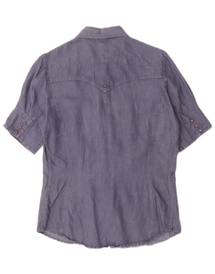 Camicia a maniche corte da donna Levi's UK 14 grande cotone blu