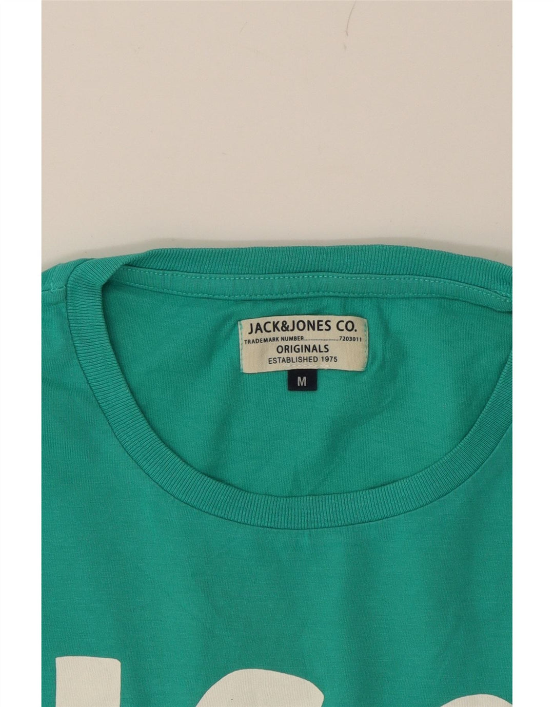 JACK & JONES Mens Graphic T-Shirt Top Medium Turquoise Cotton Vintage Jack & Jones and Second-Hand Jack & Jones from Messina Hembry 