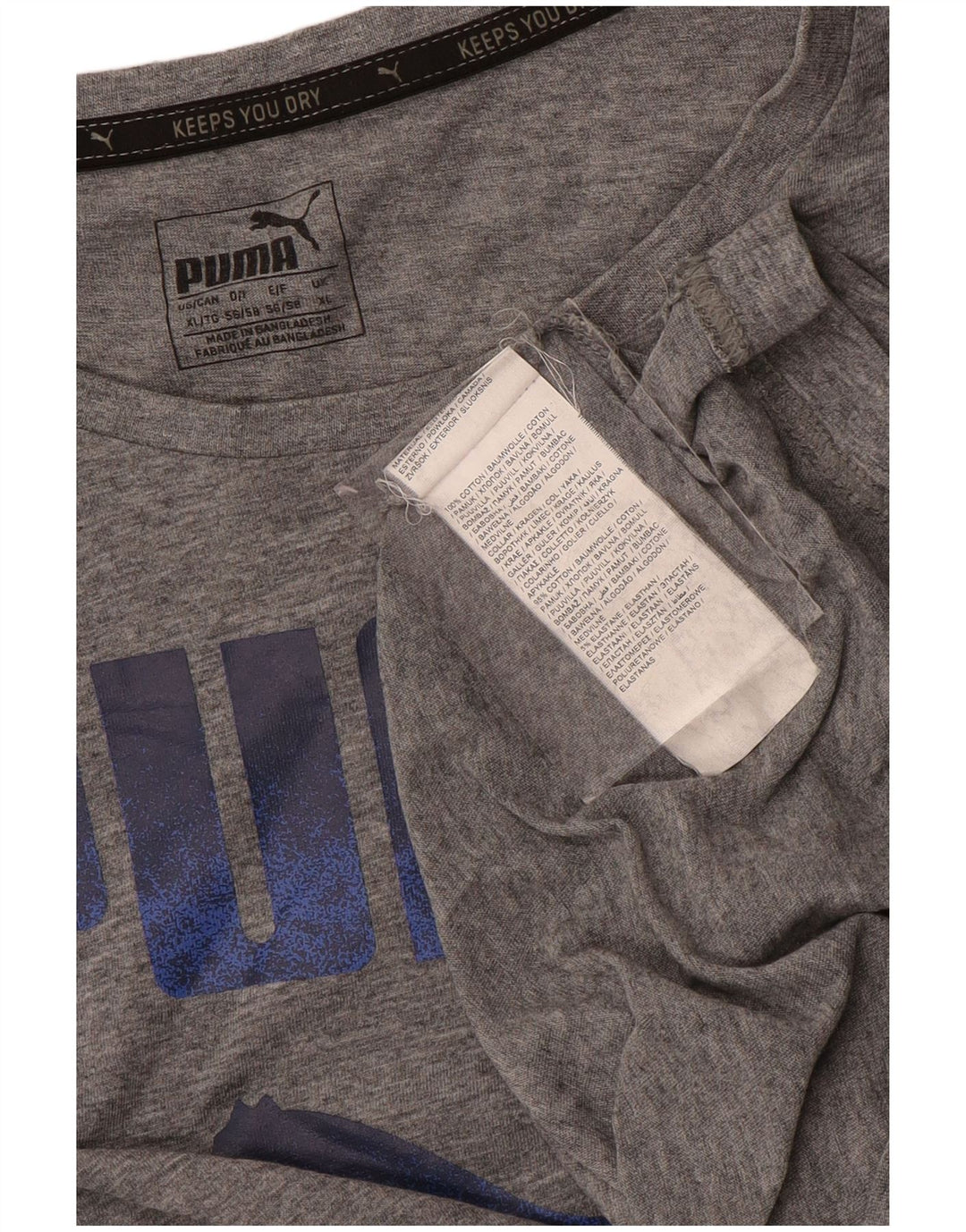 T-shirt grafica da uomo Puma Top XL in cotone chiazzato grigio