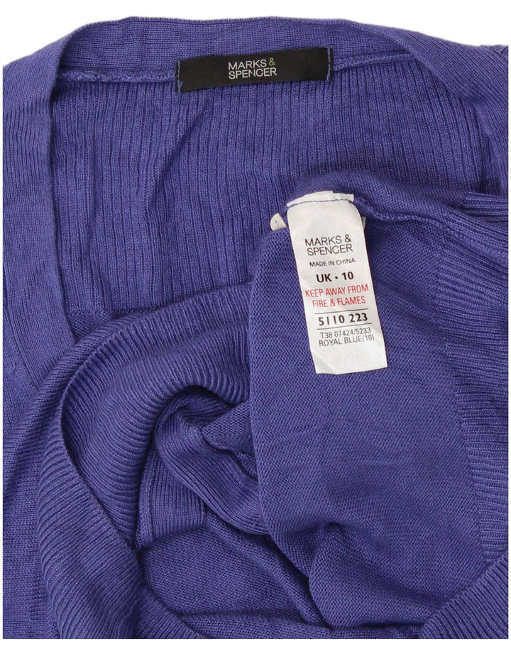 MARKS & SPENCER Womens Crop Cardigan Sweater UK 10 Small Purple