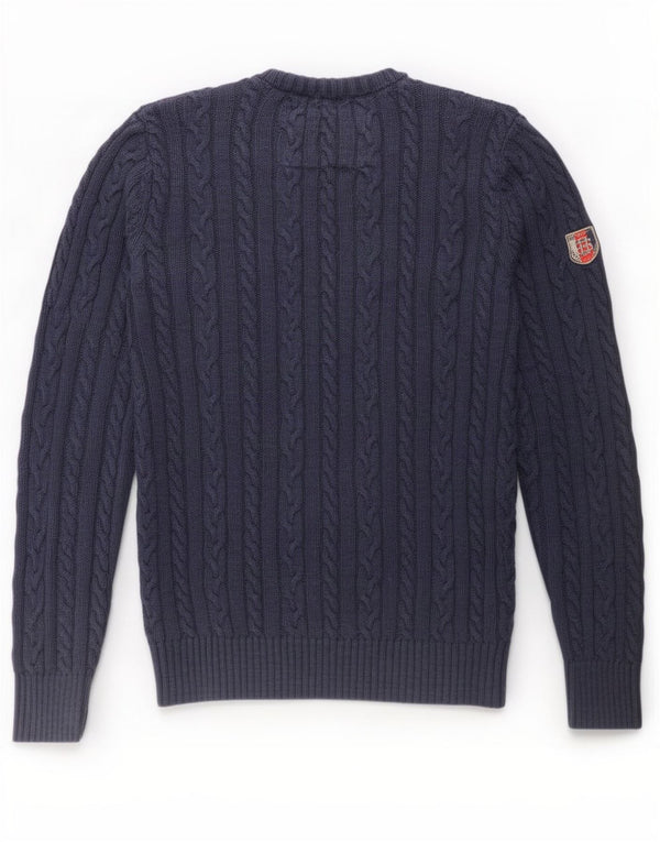 Maglione maglione girocollo da uomo Superdry di grandi dimensioni in cotone blu navy