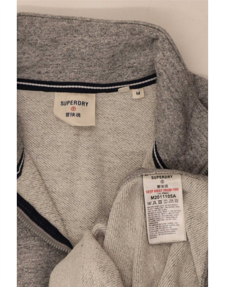 Felpa da uomo con collo con zip Superdry, maglione in cotone chiazzato grigio medio