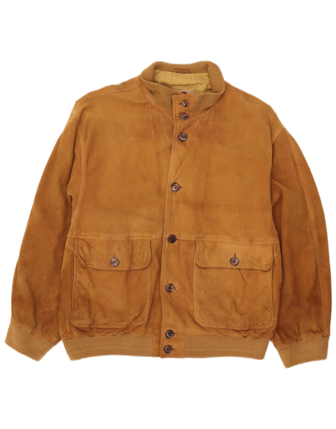 Giubbotto bomber in pelle scamosciata vintage da uomo UK 40 grande beige